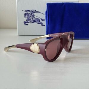 New! Burberry Burgundy Sunglasses with Gold Accents, B 4433-U 4140/75, Authentic